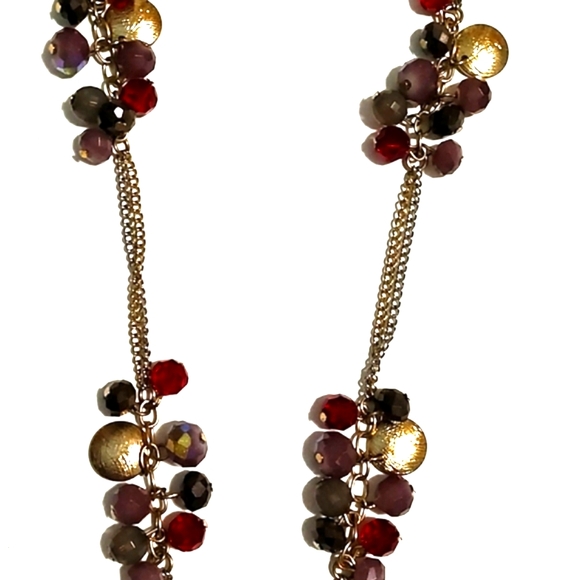 LOFT CLUSTERED BEADED 2-STRAND GOLD-TONE & SILVER-TONE 33" STATION NECKLACE - Picture 8 of 12